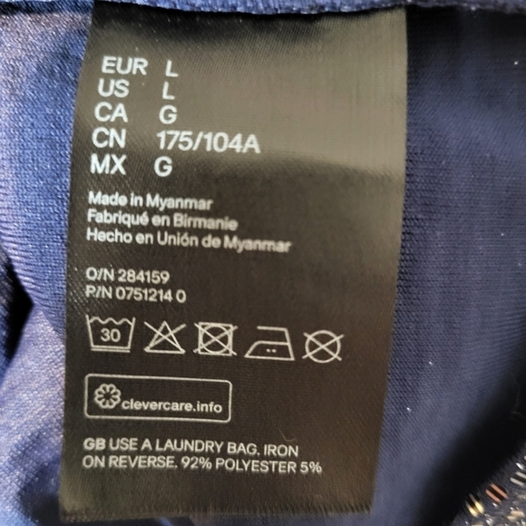 H&M Divided blue silver shimmer bodycon open back long sleeve mini dress sz L - Picture 11 of 12